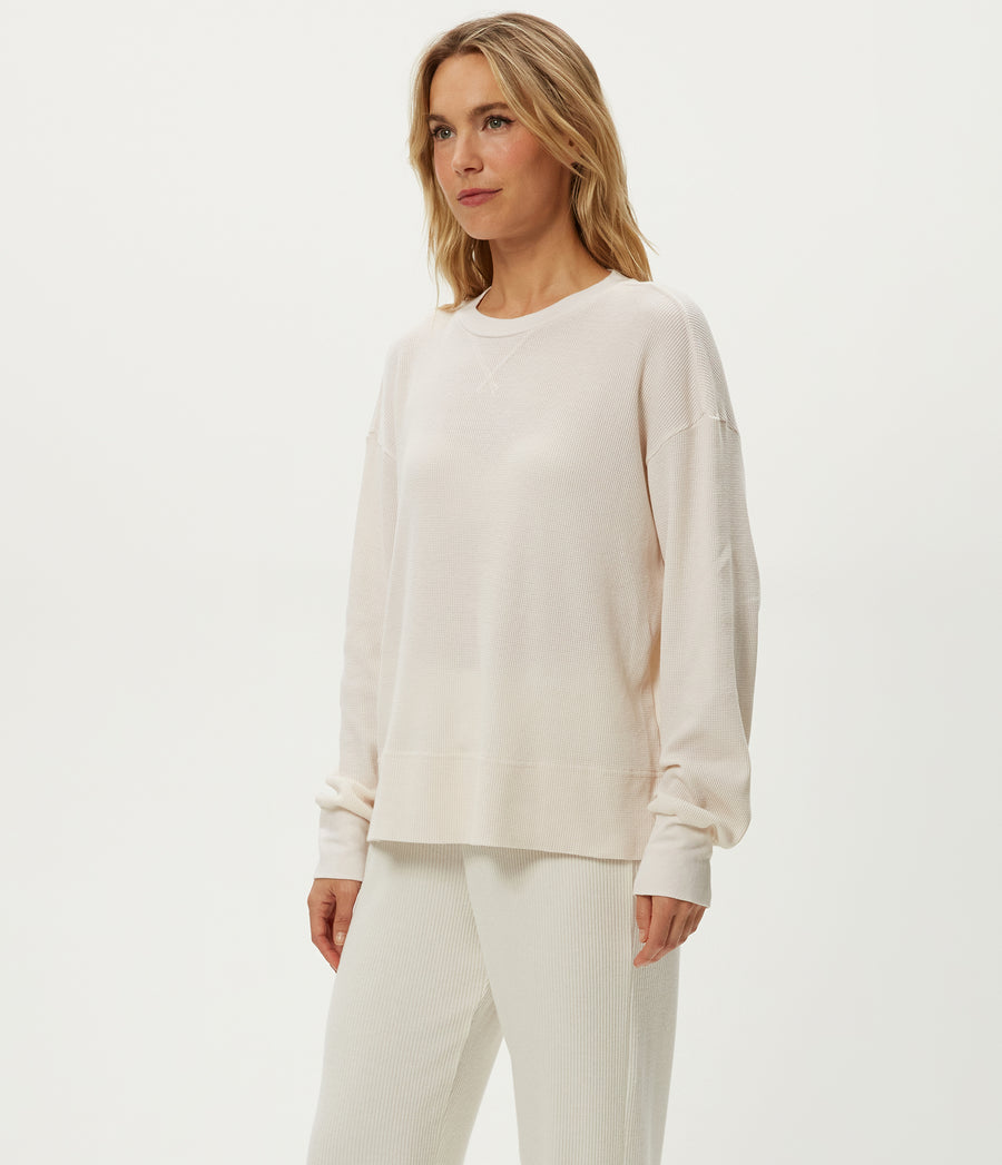 Keri Thermal Pullover in Chalk White Side View #CHALK
