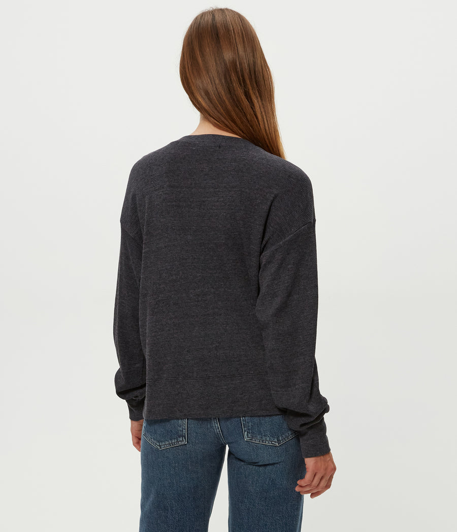 Keri Thermal Pullover in Charcoal Grey Back View #CHARCOAL