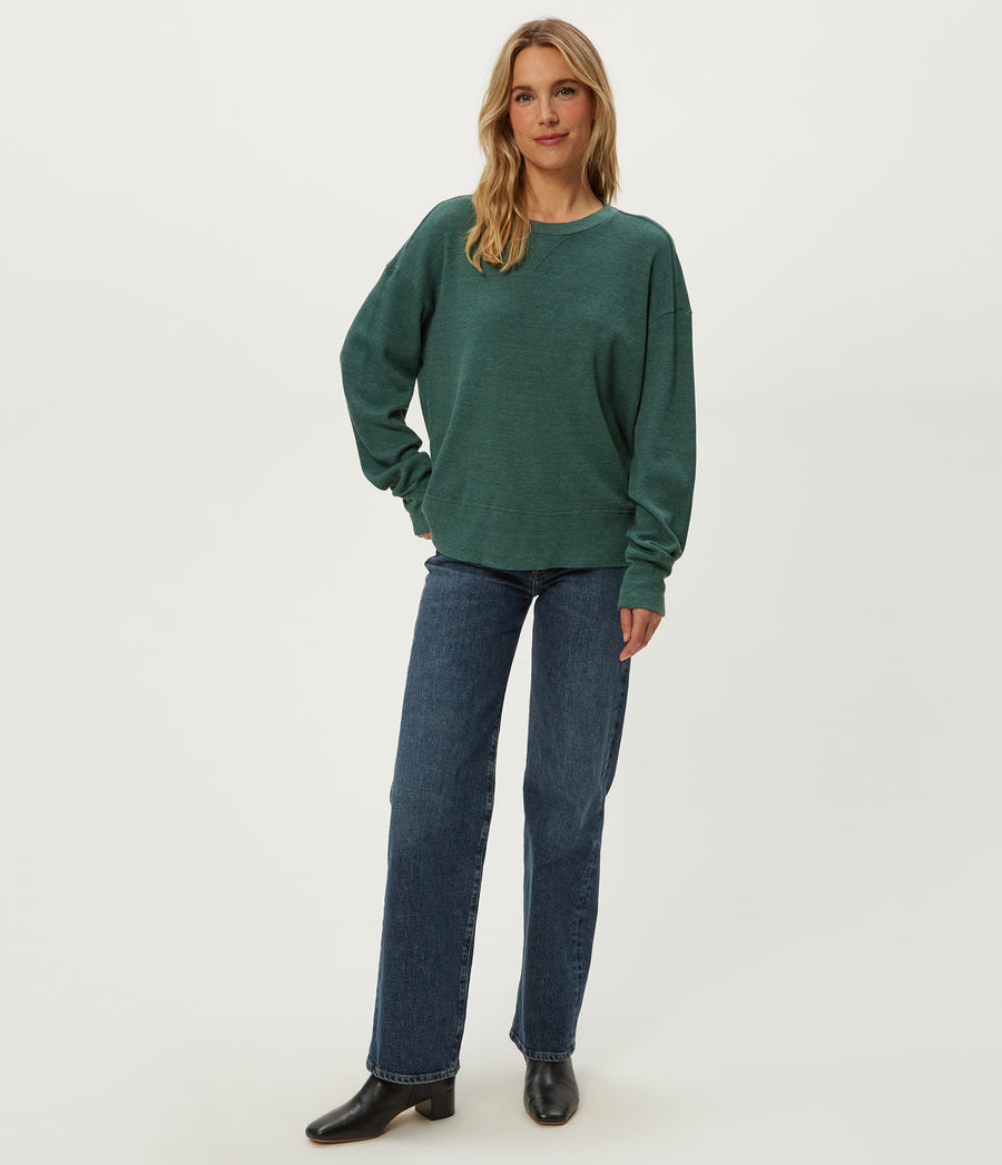 Keri Thermal Pullover in Emerald GREEN Full Body View #EMERALD