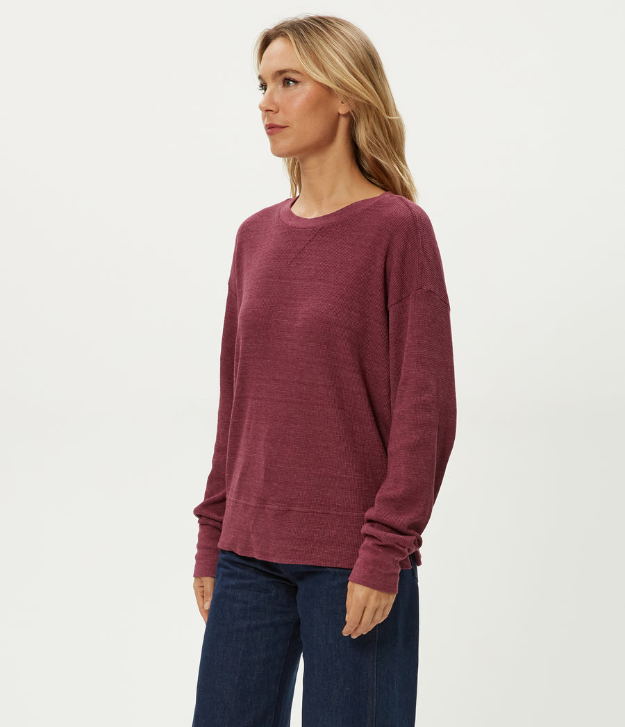 Keri Thermal Pullover in Garnet Red Side View #GARNET