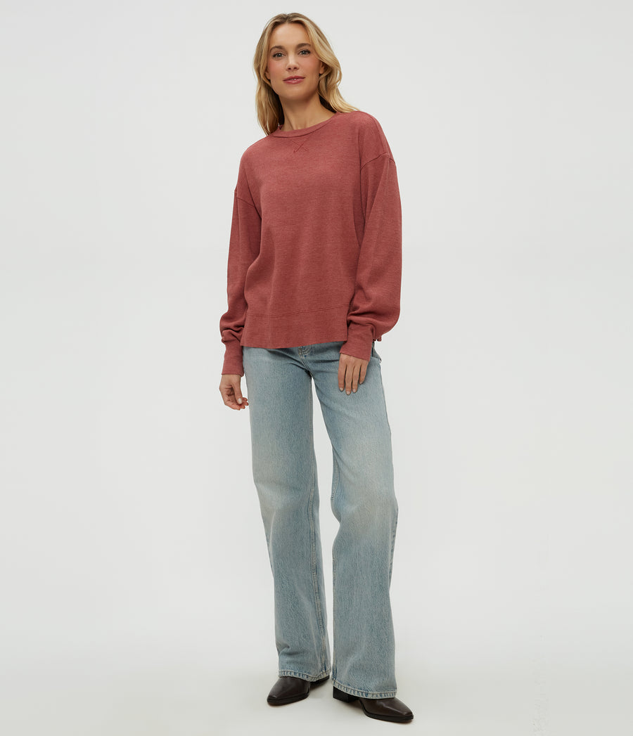 Keri Thermal Pullover in MUSE ORANGE Combo Full Body View #MUSE