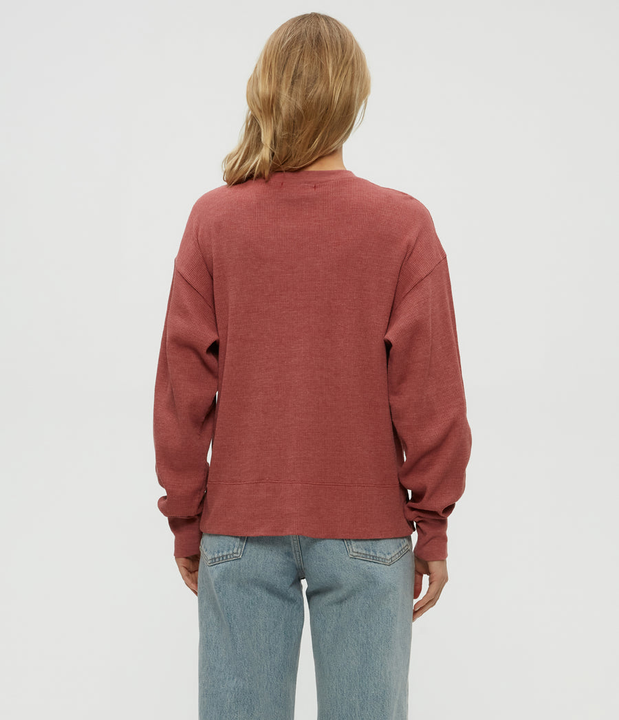 Keri Thermal Pullover in MUSE ORANGE Combo Back View #MUSE