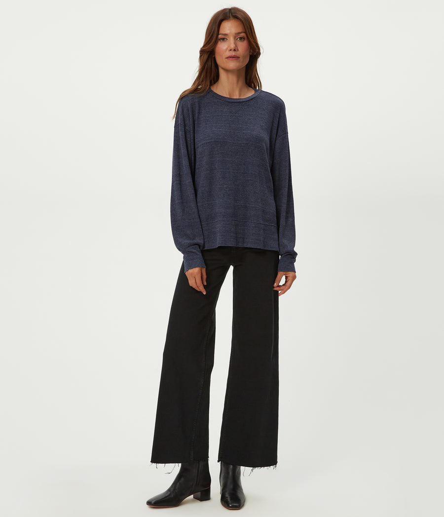 Keri Thermal Pullover in Nocturnal Blue Full Body View #NOCTURNAL