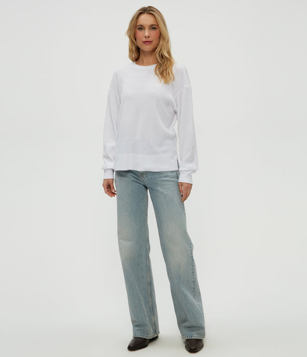 Keri Thermal Pullover in White Full Body View #WHITE