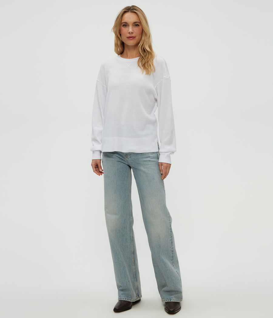 Keri Thermal Pullover in White Full Body View #WHITE