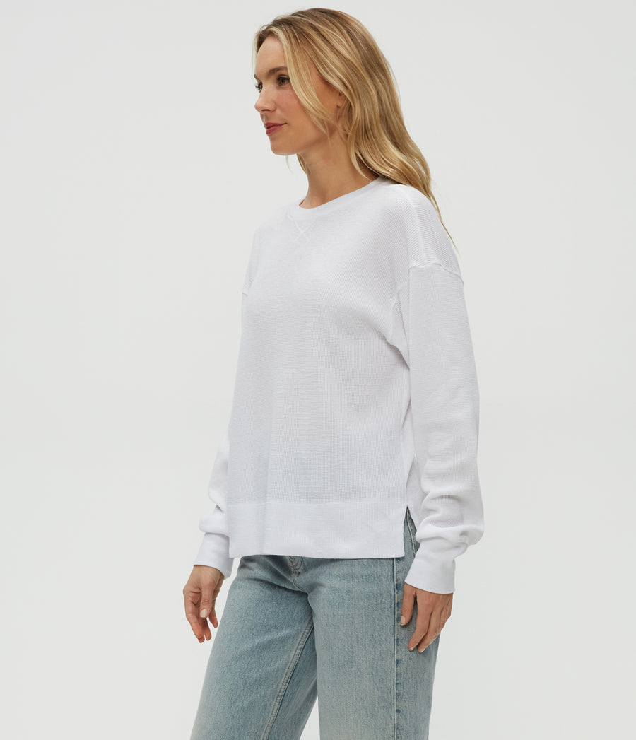 Keri Thermal Pullover in White Side View #WHITE