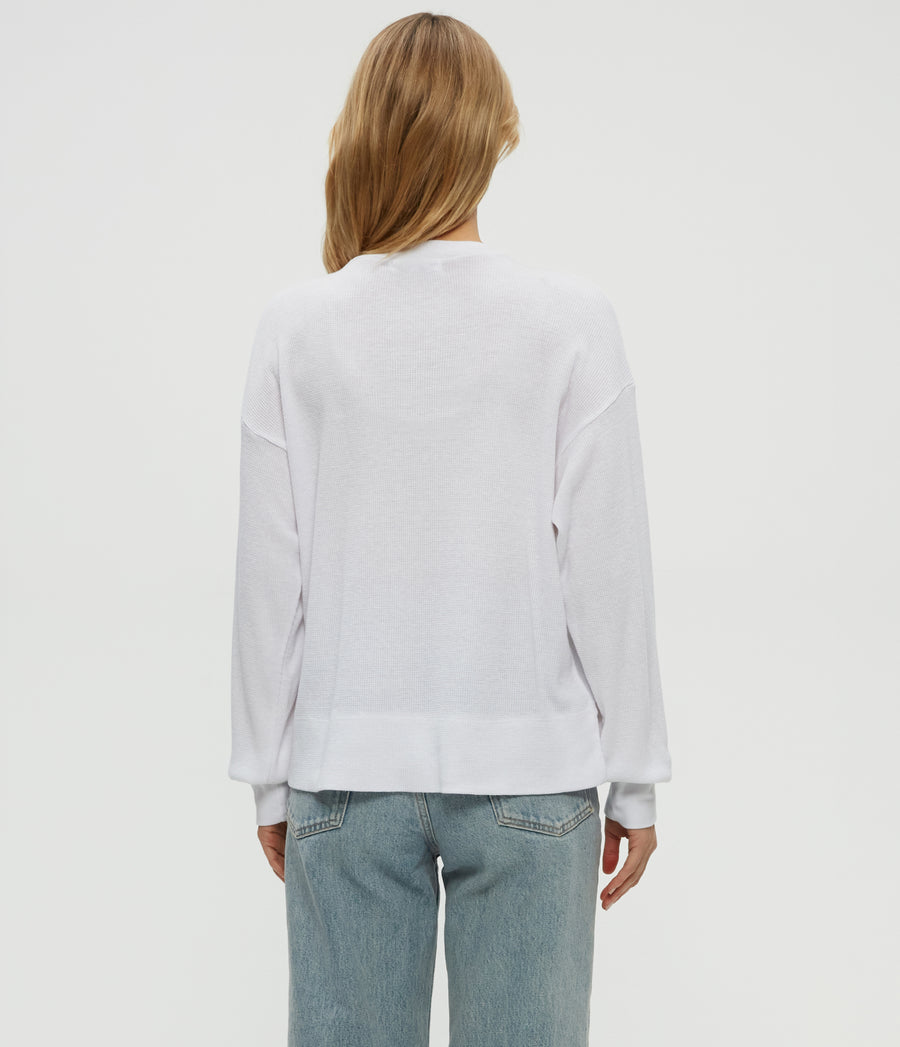 Keri Thermal Pullover in White Back View #WHITE