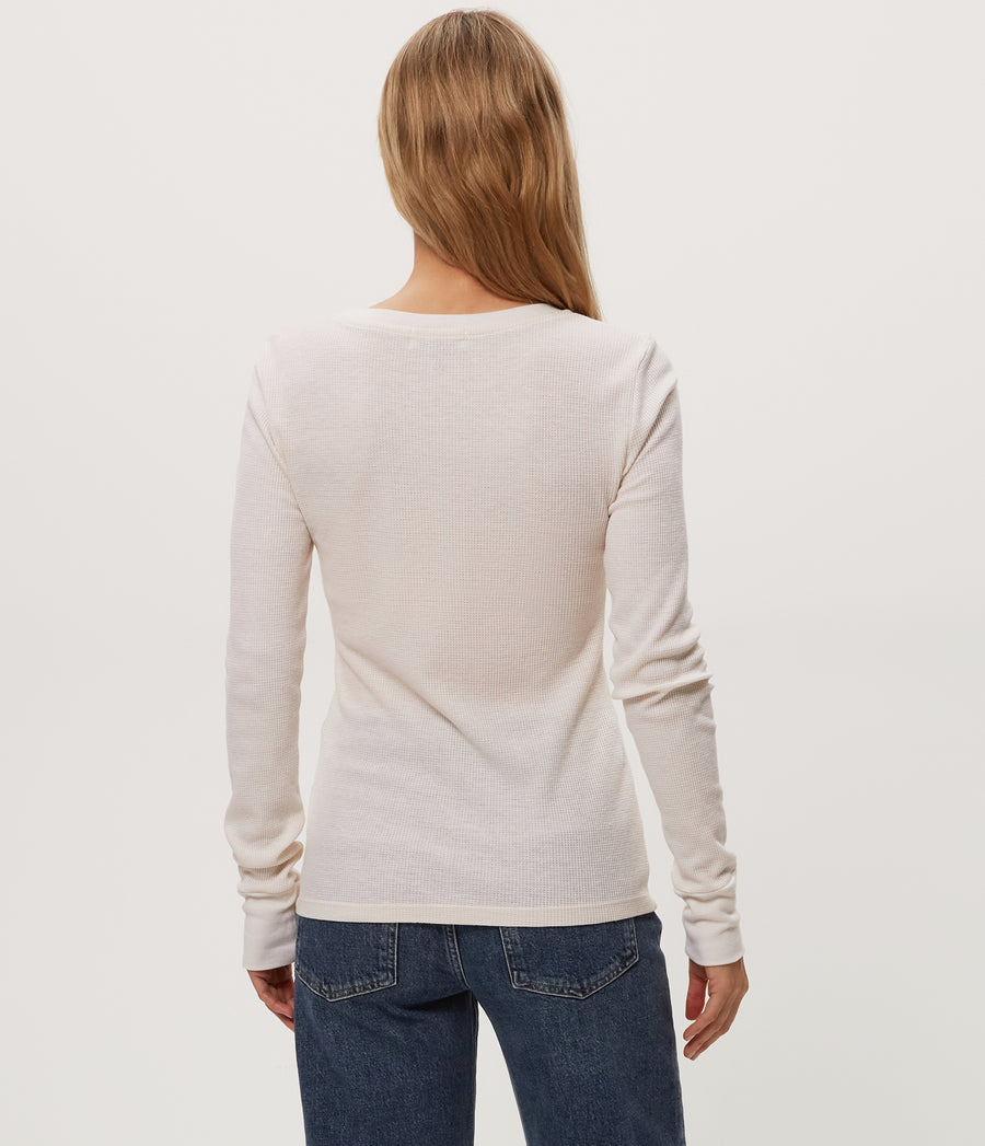 Juliet Thermal Tee in Chalk White Side View #CHALK