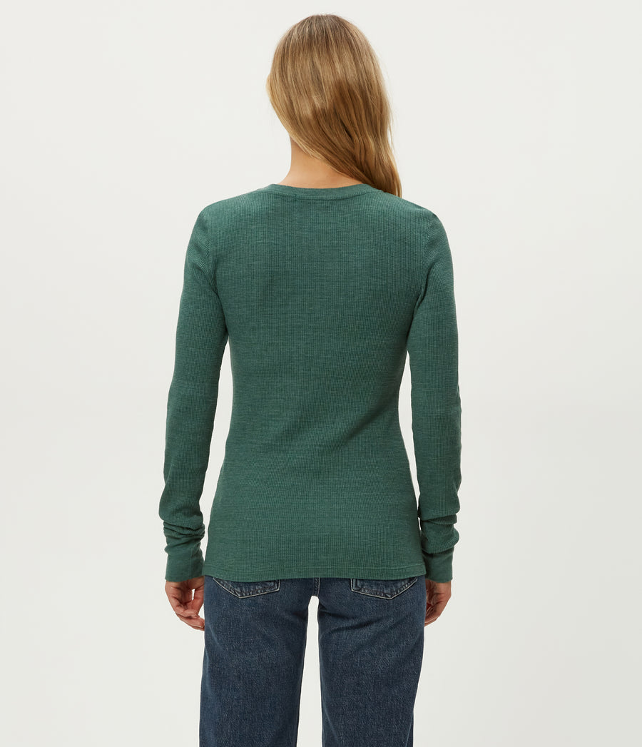 Juliet Thermal Tee in Emerald GREEN Back View #EMERALD