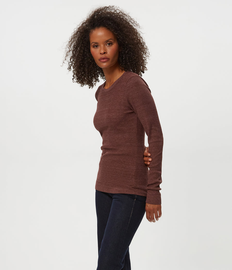 Juliet Thermal Tee in ESPRESSO Brown Side View #ESPRESSO