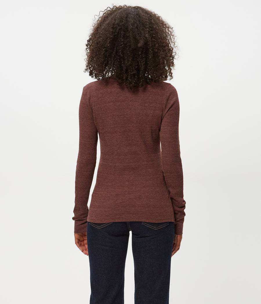 Juliet Thermal Tee in ESPRESSO Brown Back View #ESPRESSO