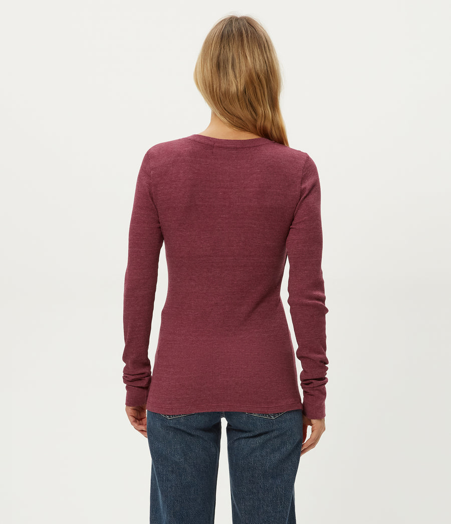 Juliet Thermal Tee in Garnet Red Back View #GARNET