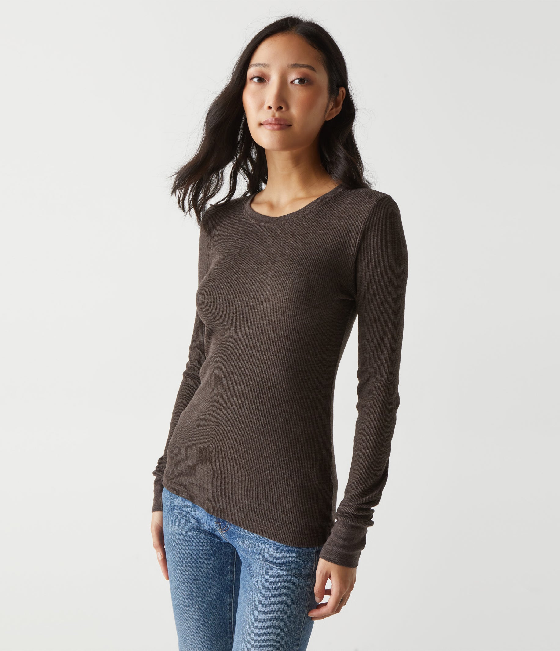 (取寄) マイケル スターズ レディース サーマル ジュリエット クルー ネック トップ Michael Stars women Thermal Juliet Crew Neck Top Chalk Michael Stars, Women's, Thermal Juliet Crew Neck Top