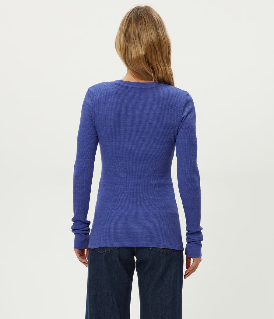 Juliet Thermal Tee in Lapis Blue Back View #LAPIS
