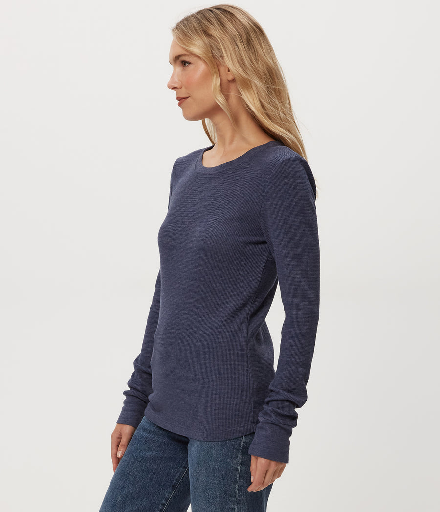 Juliet Thermal Tee in Nocturnal Blue Side View #NOCTURNAL