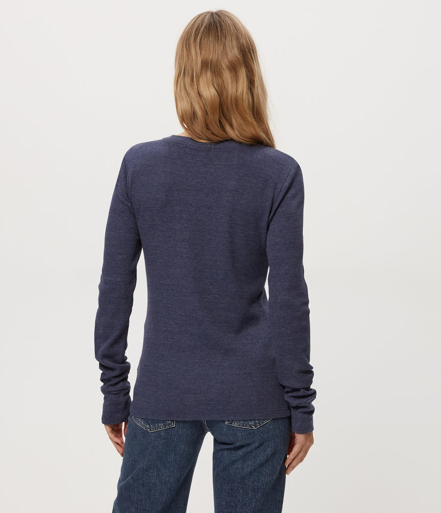 Juliet Thermal Tee in Nocturnal Blue Side View #NOCTURNAL