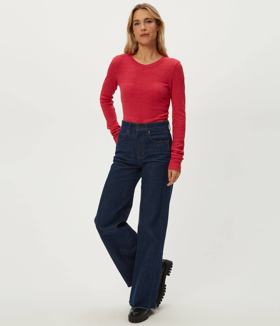 Palmer Cropped Tee in POPPY RED Full Body View #POPPY
