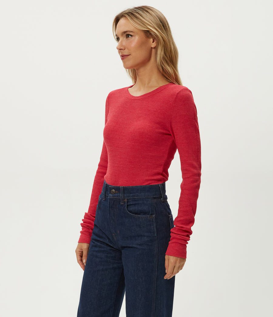 Palmer Cropped Tee in POPPY RED Side View #POPPY