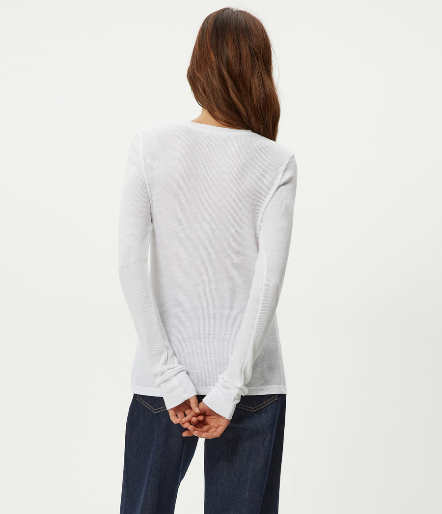 Juliet Thermal Tee in White Back View #WHITE