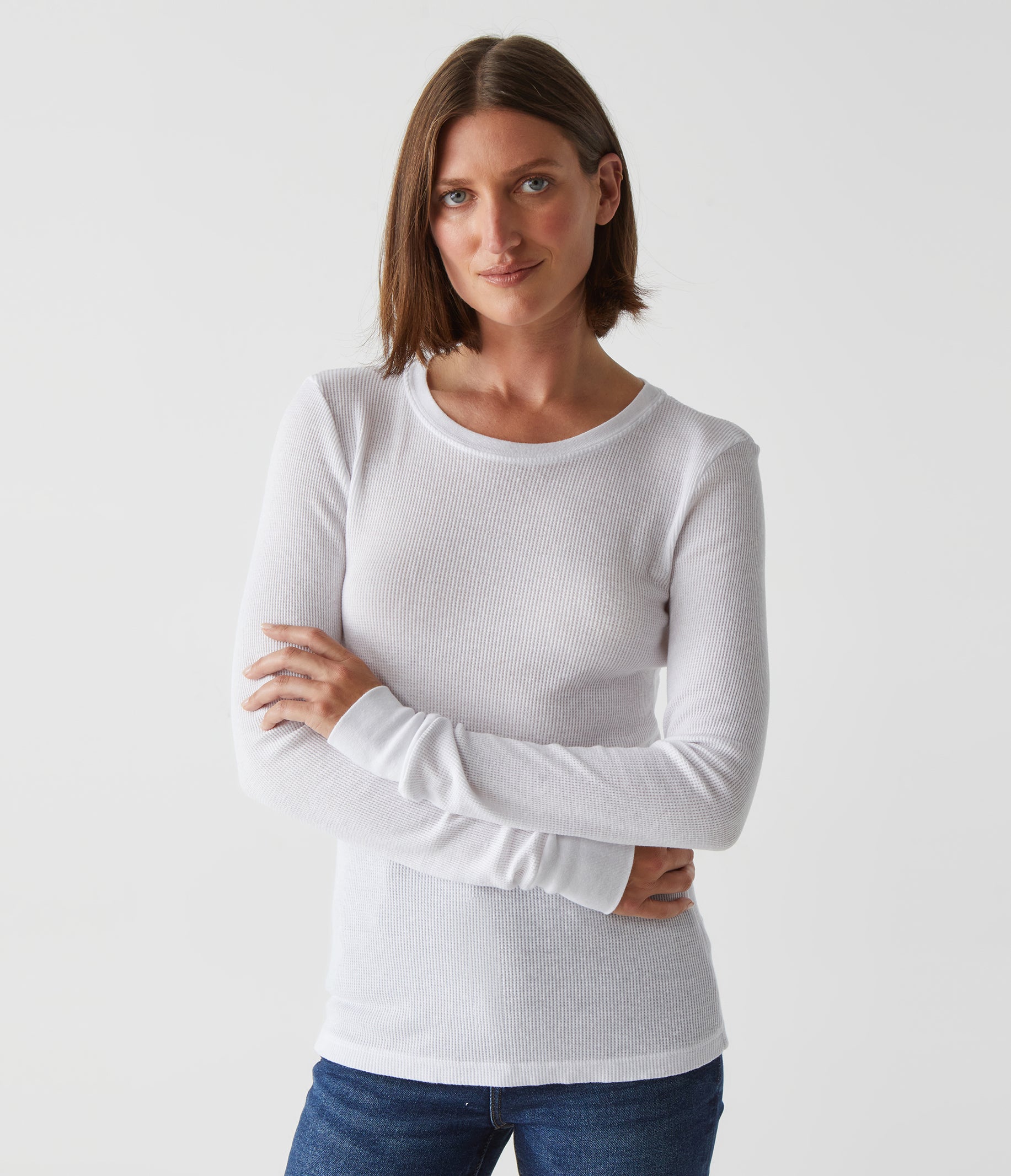 Womens Long sleeve Plain Basic Crew Neck Cotton Thermal T Shirt