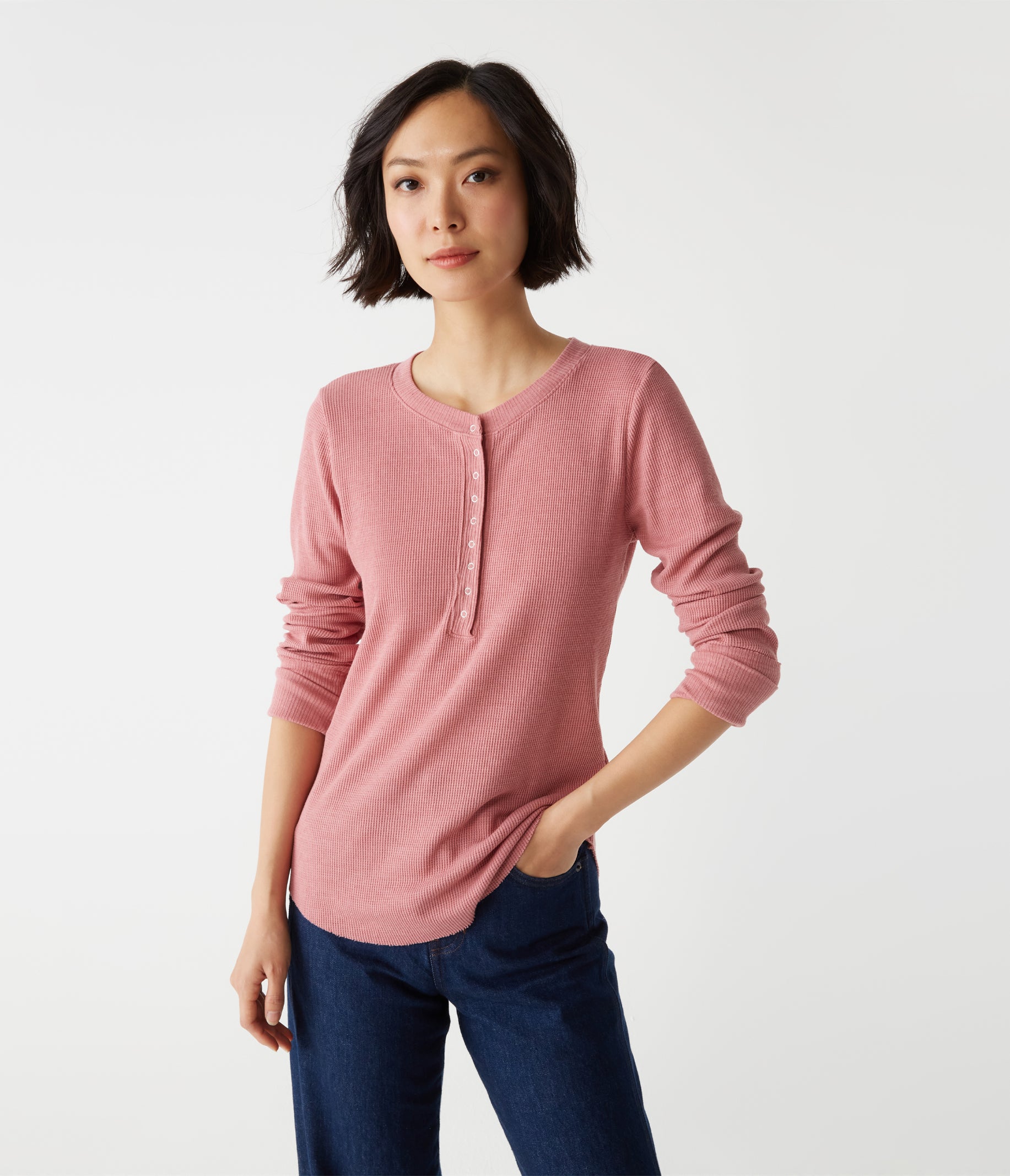 (取寄) マイケル スターズ レディース リーガン ヘンリー Michael Stars women Regan Henley White Regan Thermal Henley Tee