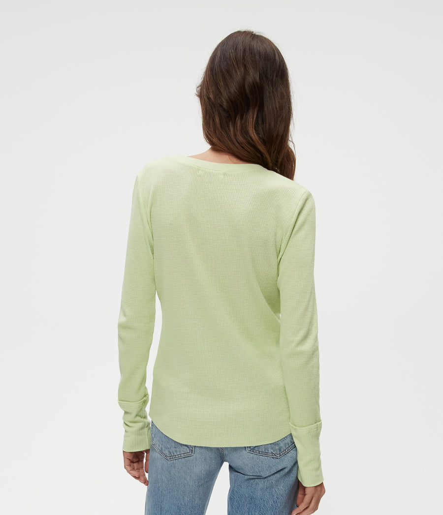 Regan Thermal Henley Tee in Dewdrop Green Back View #DEWDROP