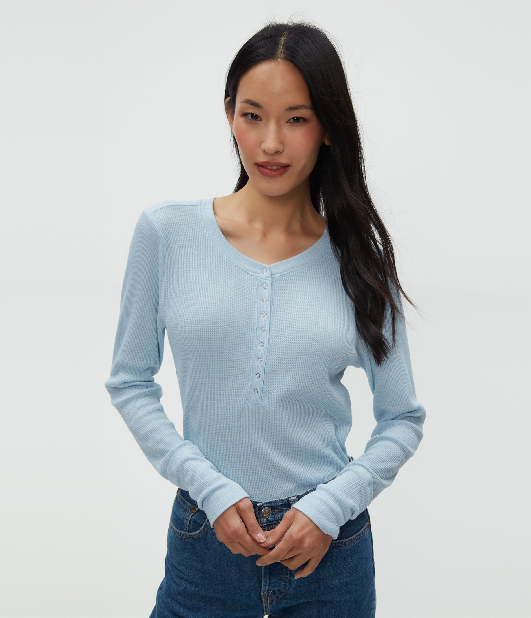 (取寄) マイケル スターズ レディース リーガン ヘンリー Michael Stars women Regan Henley White Regan Thermal Henley Tee