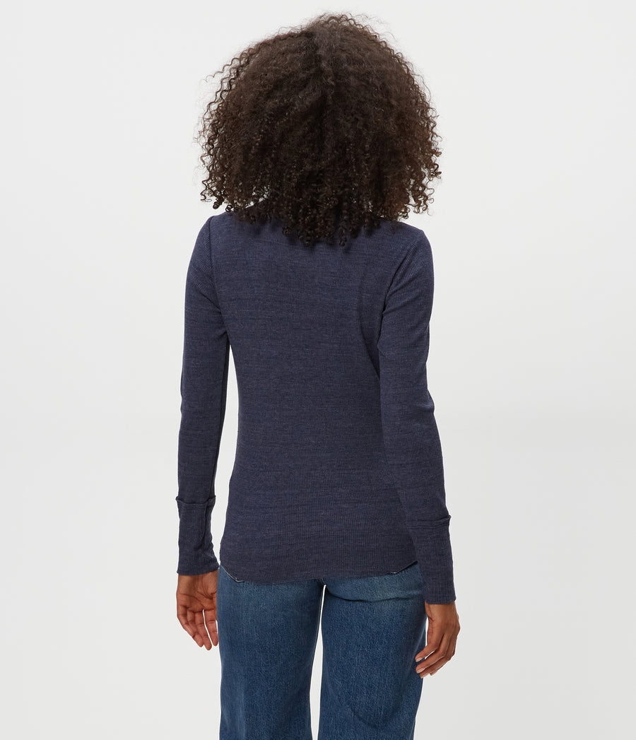 Regan Thermal Henley Tee in Nocturnal Blue Back View #NOCTURNAL