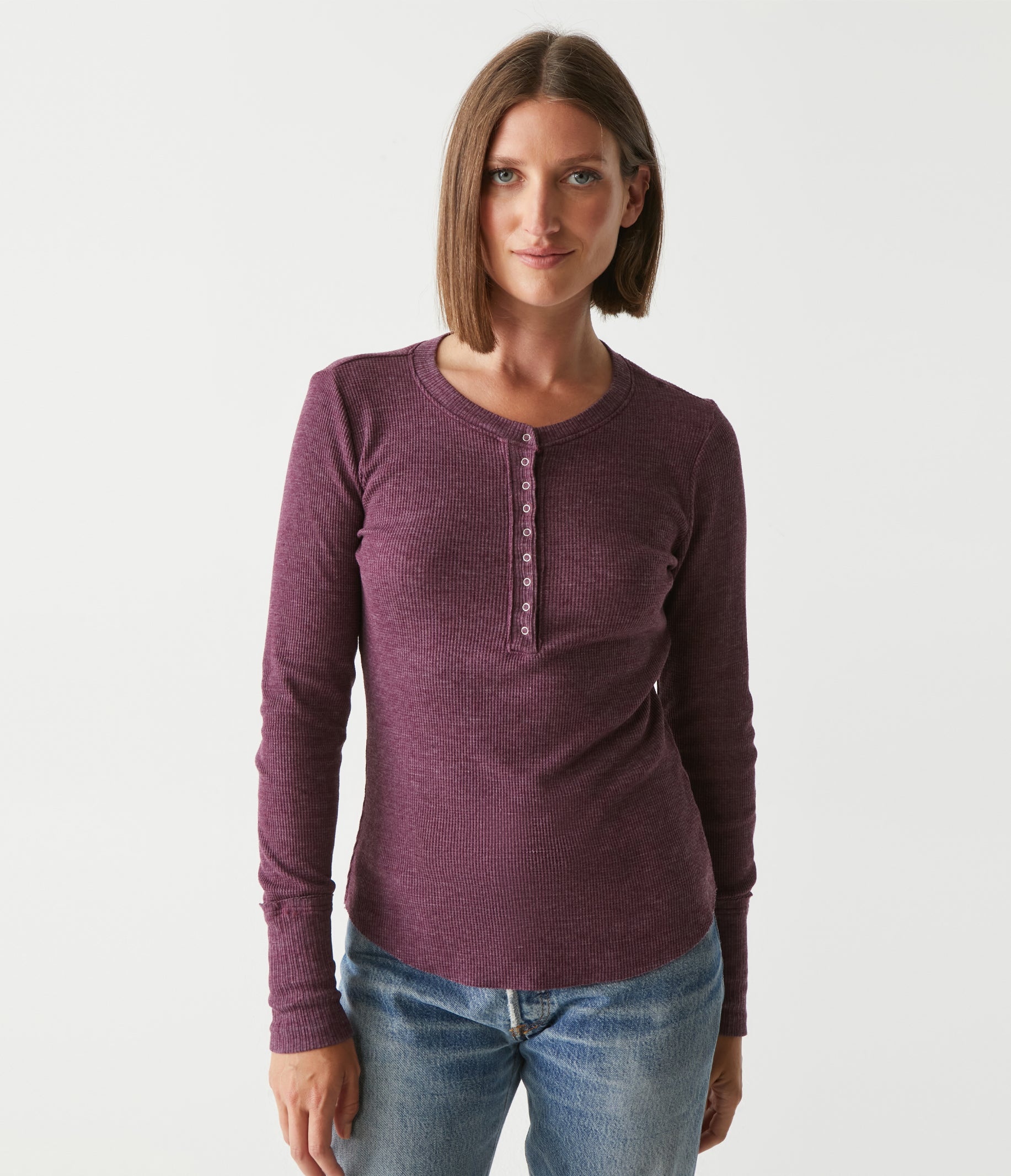(取寄) マイケル スターズ レディース リーガン ヘンリー Michael Stars women Regan Henley White Regan Thermal Henley Tee