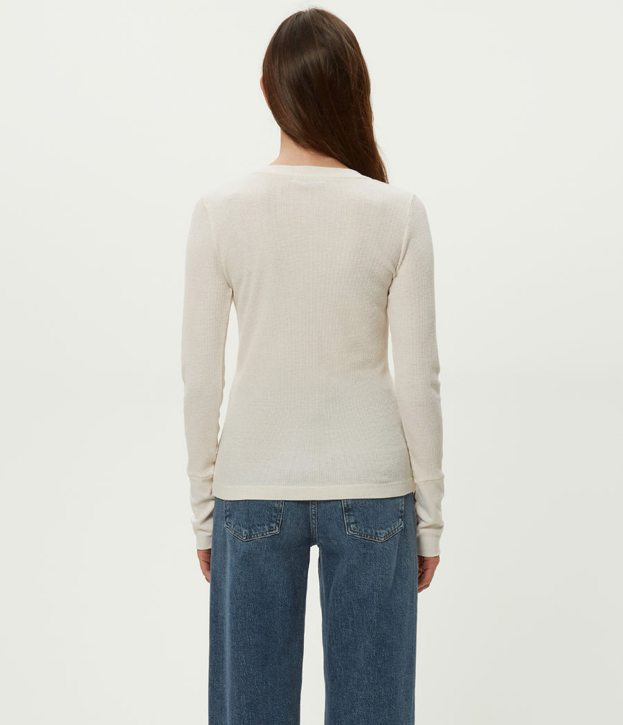 Romeo Thermal V-Neck Tee in Chalk White Back View #CHALK