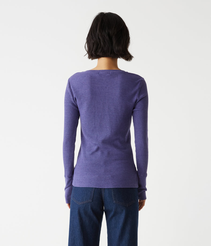Romeo Thermal V-Neck Tee in Moonlit Blue Back View #MOONLIT