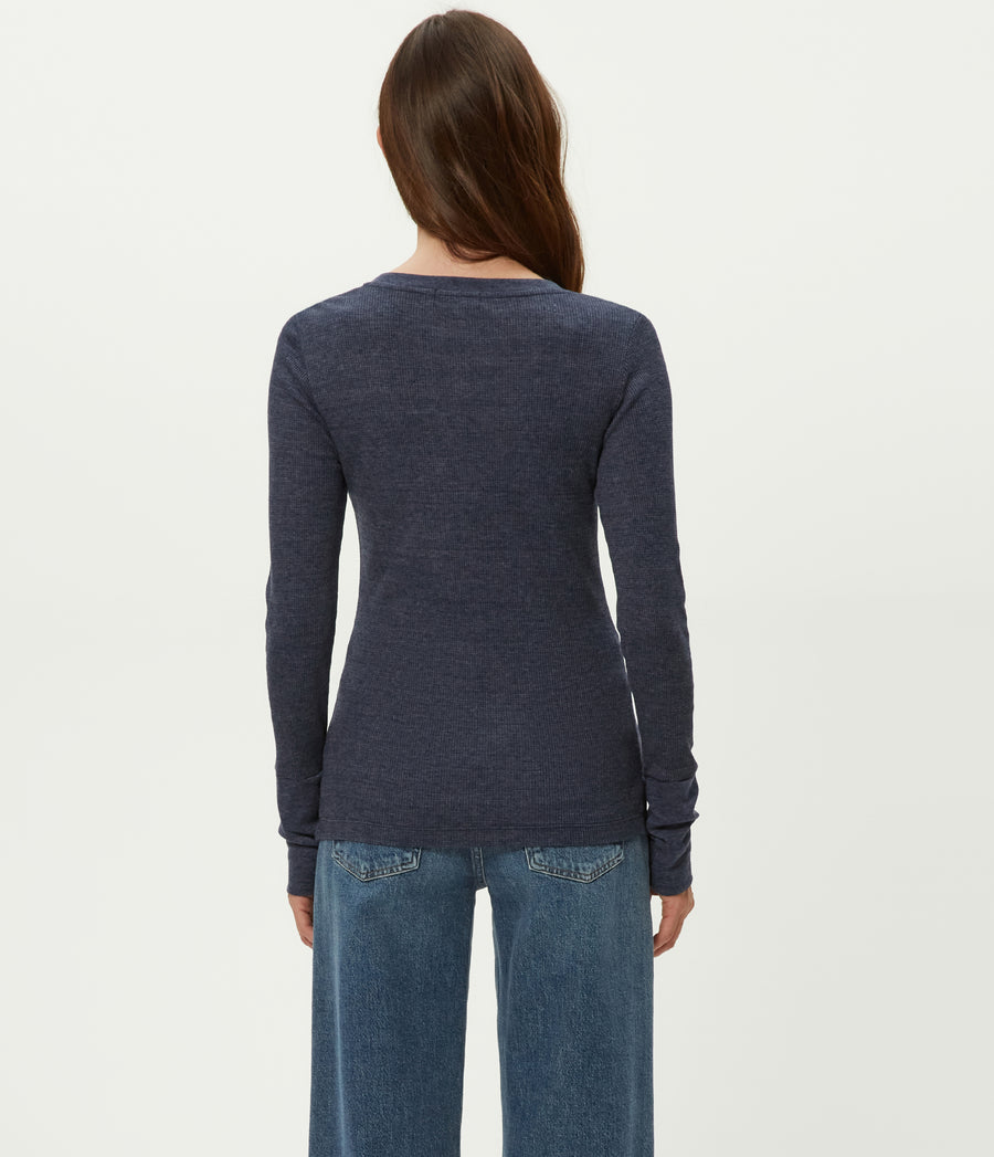 Romeo Thermal V-Neck Tee in Nocturnal Blue Back View #NOCTURNAL