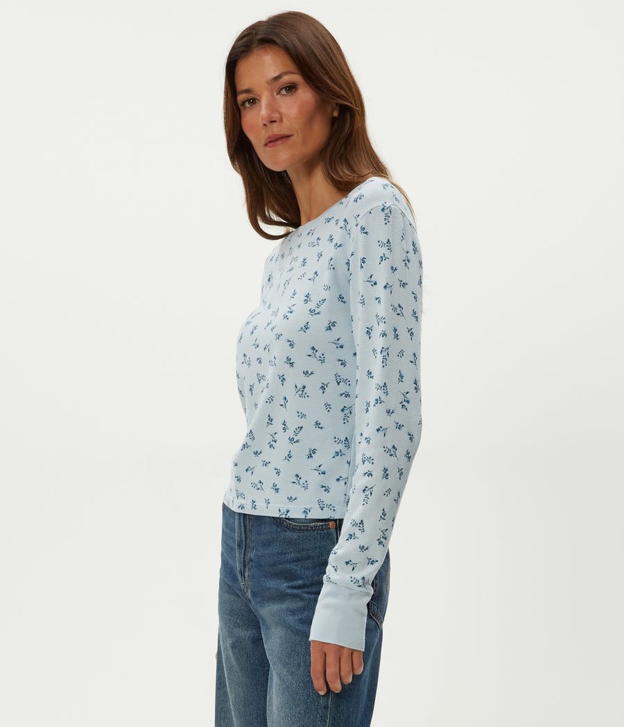 Palmer Printed Cropped Tee in BABY BLUE Blue Side View #BABY BLUE