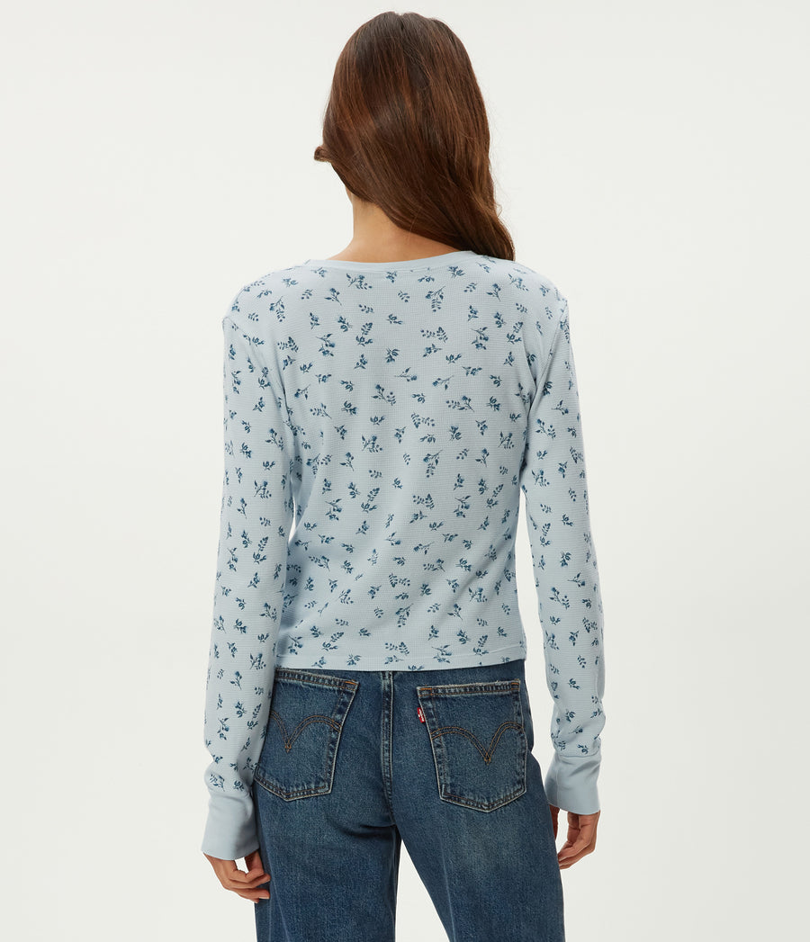 Palmer Printed Cropped Tee in BABY BLUE Blue Back View #BABY BLUE