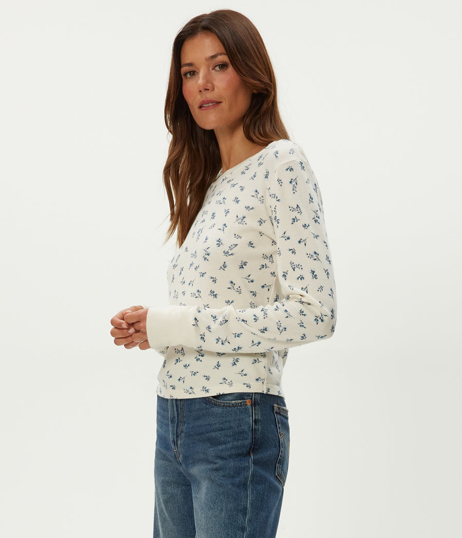 Palmer Printed Cropped Tee in Chalk White Side View #CHALK