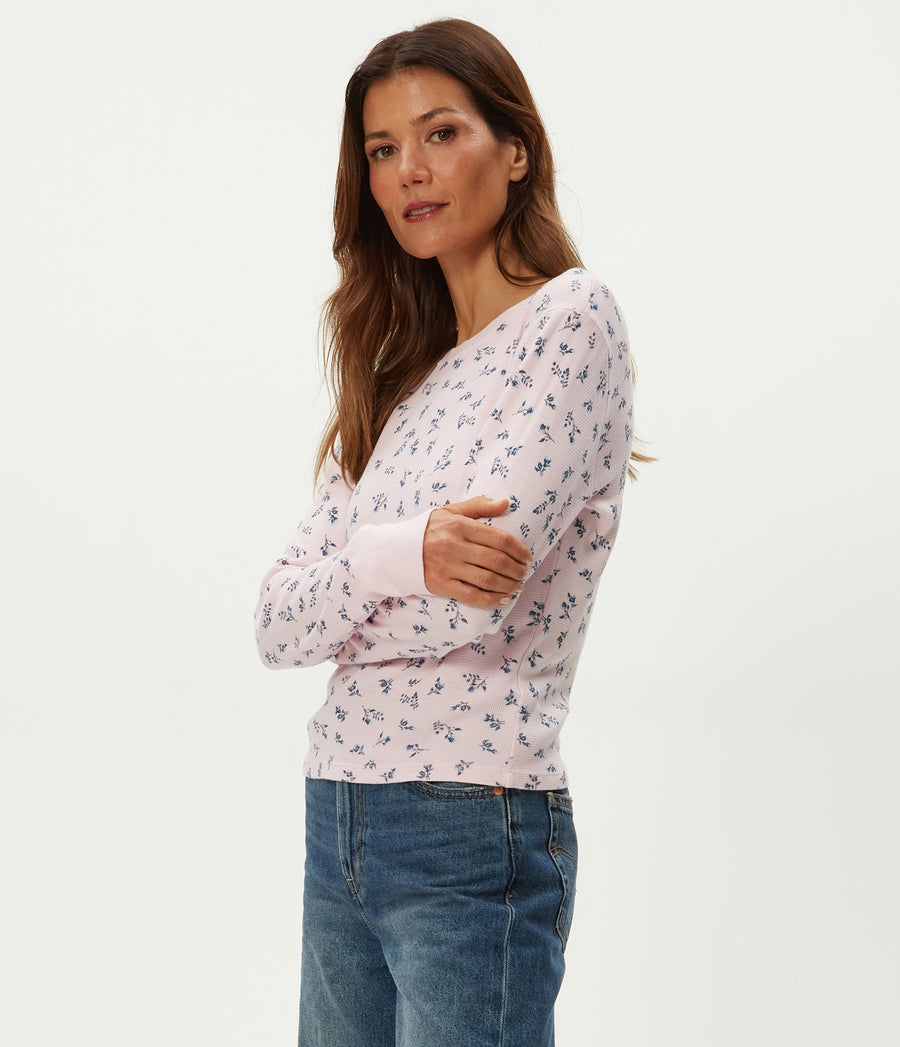 Palmer Printed Cropped Tee in Rosewater Pink Side View #ROSEWATER