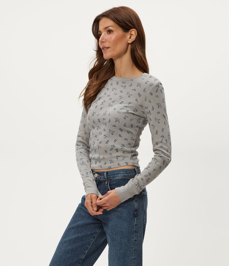 Palmer Printed Cropped Tee in STERLING Grey Side View #STERLING