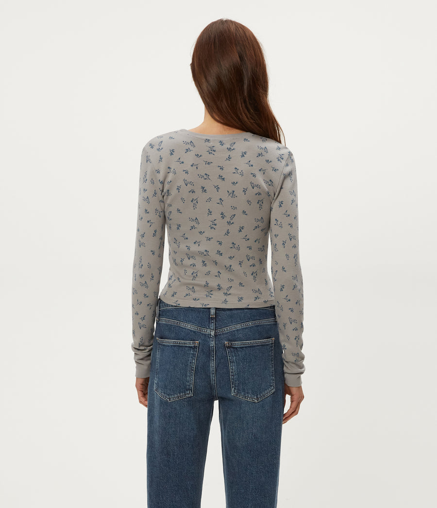 Palmer Printed Cropped Tee in STERLING Grey Back View #STERLING