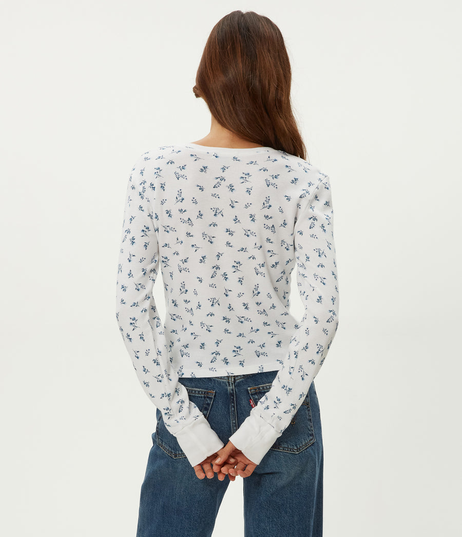 Palmer Printed Cropped Tee in White Back View #WHITE