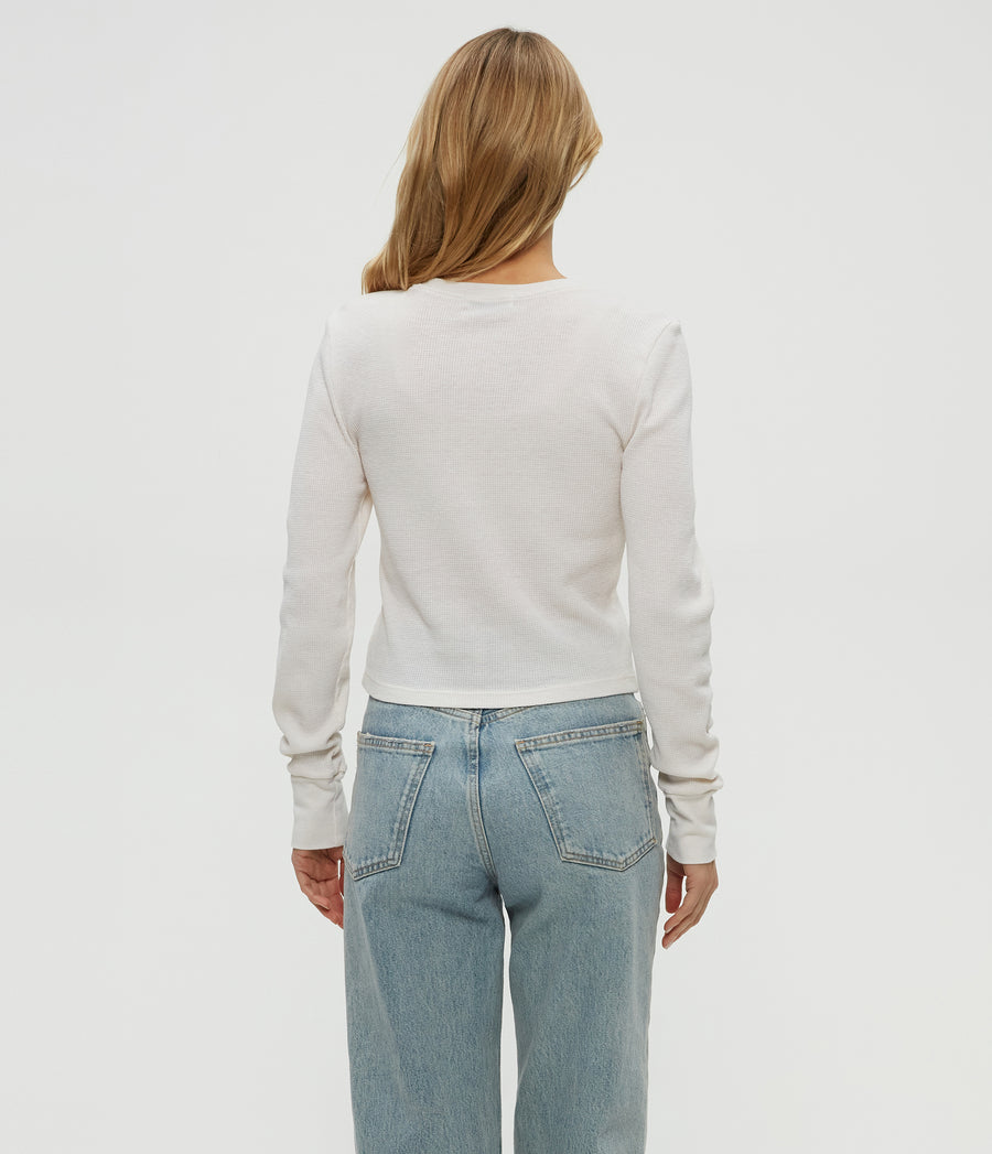 Palmer Thermal Cropped Tee in Chalk White Back View #CHALK