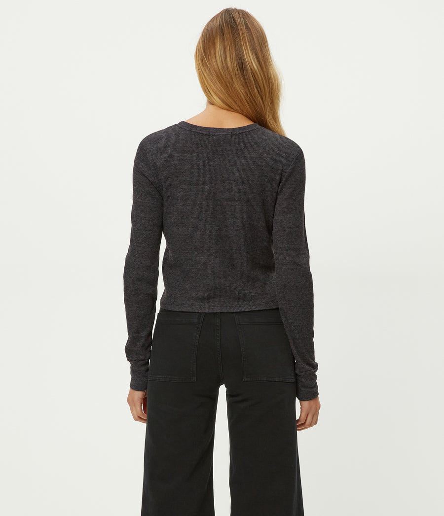 Palmer Cropped Tee in Charcoal Grey Back View #CHARCOAL