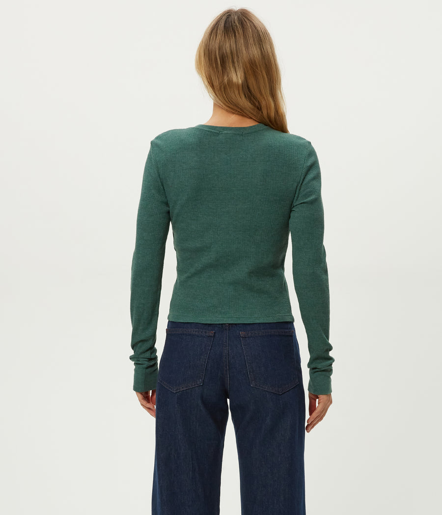 Palmer Cropped Tee in Emerald GREEN Back View #EMERALD