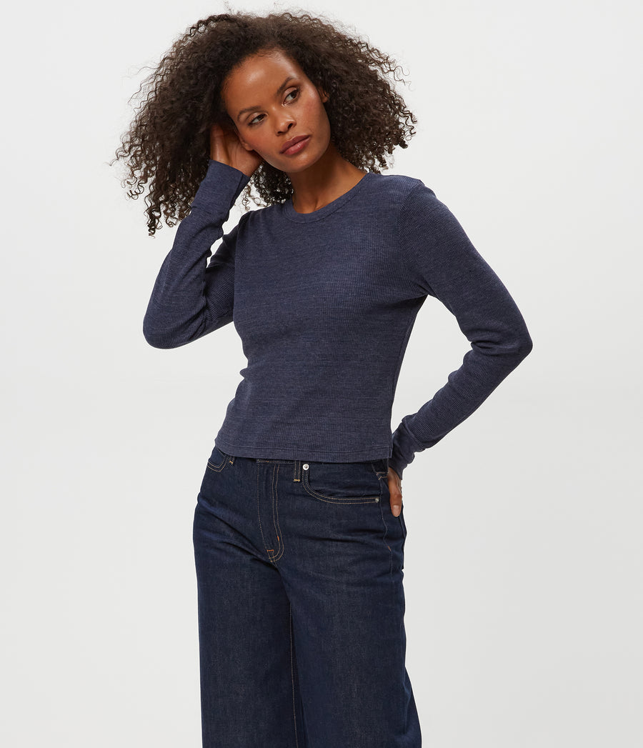Palmer Cropped Tee in Nocturnal Blue Side View #NOCTURNAL