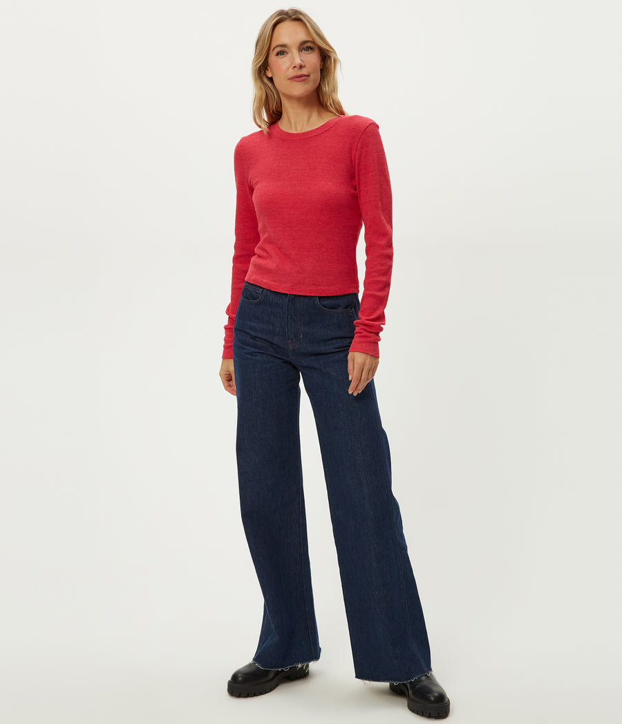 Palmer Cropped Tee in POPPY RED Full Body View #POPPY