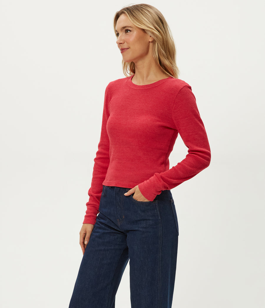 Palmer Cropped Tee in POPPY RED Side View #POPPY