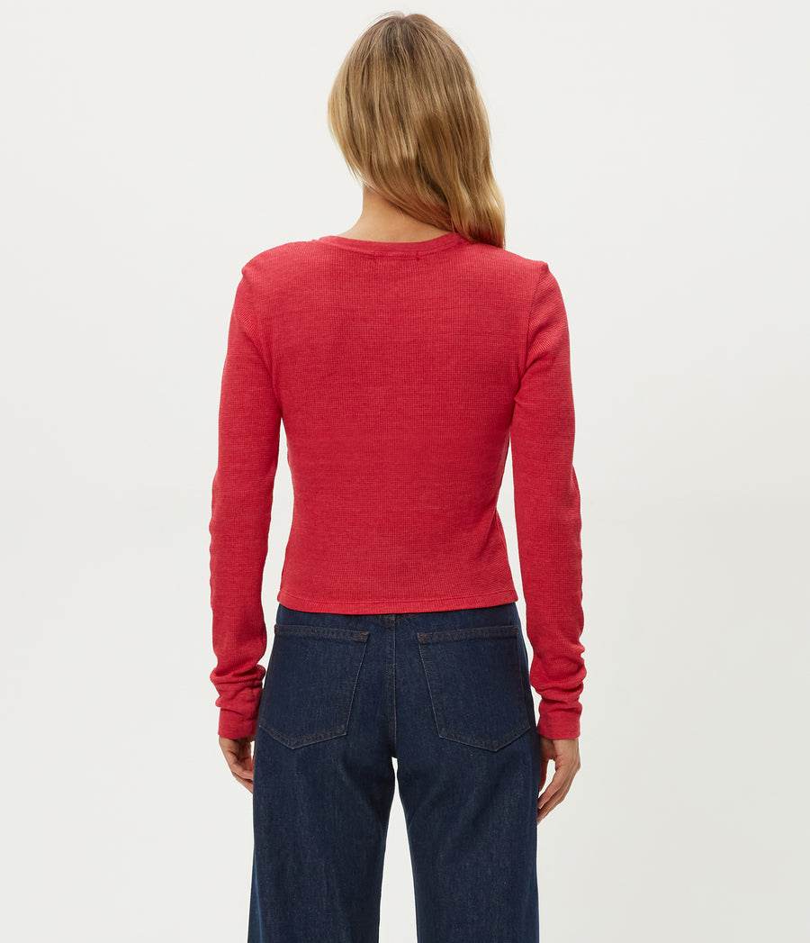 Palmer Cropped Tee in POPPY RED Side View #POPPY