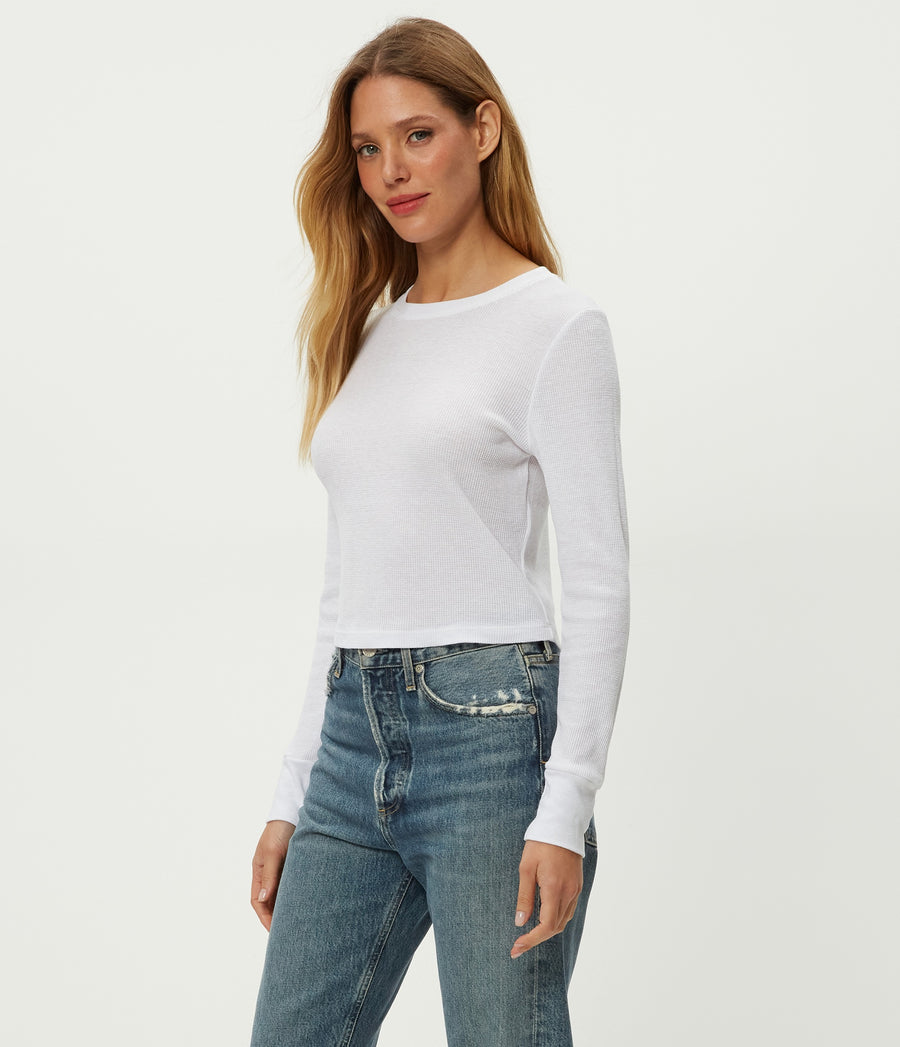 Palmer Cropped Tee in White Side View #WHITE