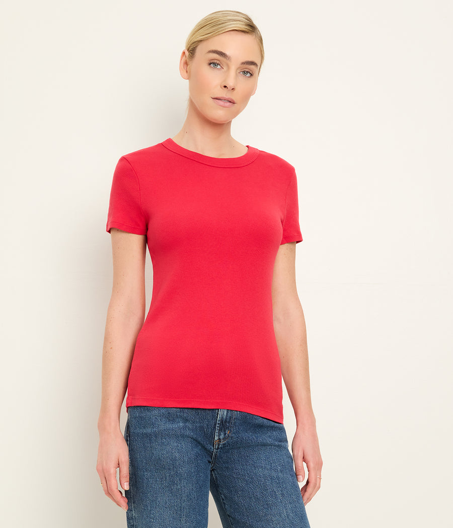 LEXY TEE in LACQUER RED Side View #LACQUER