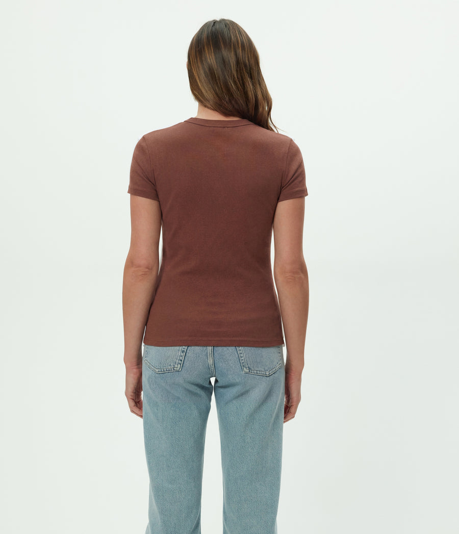 Lexy Tee in Bark Browm Back View #BARK