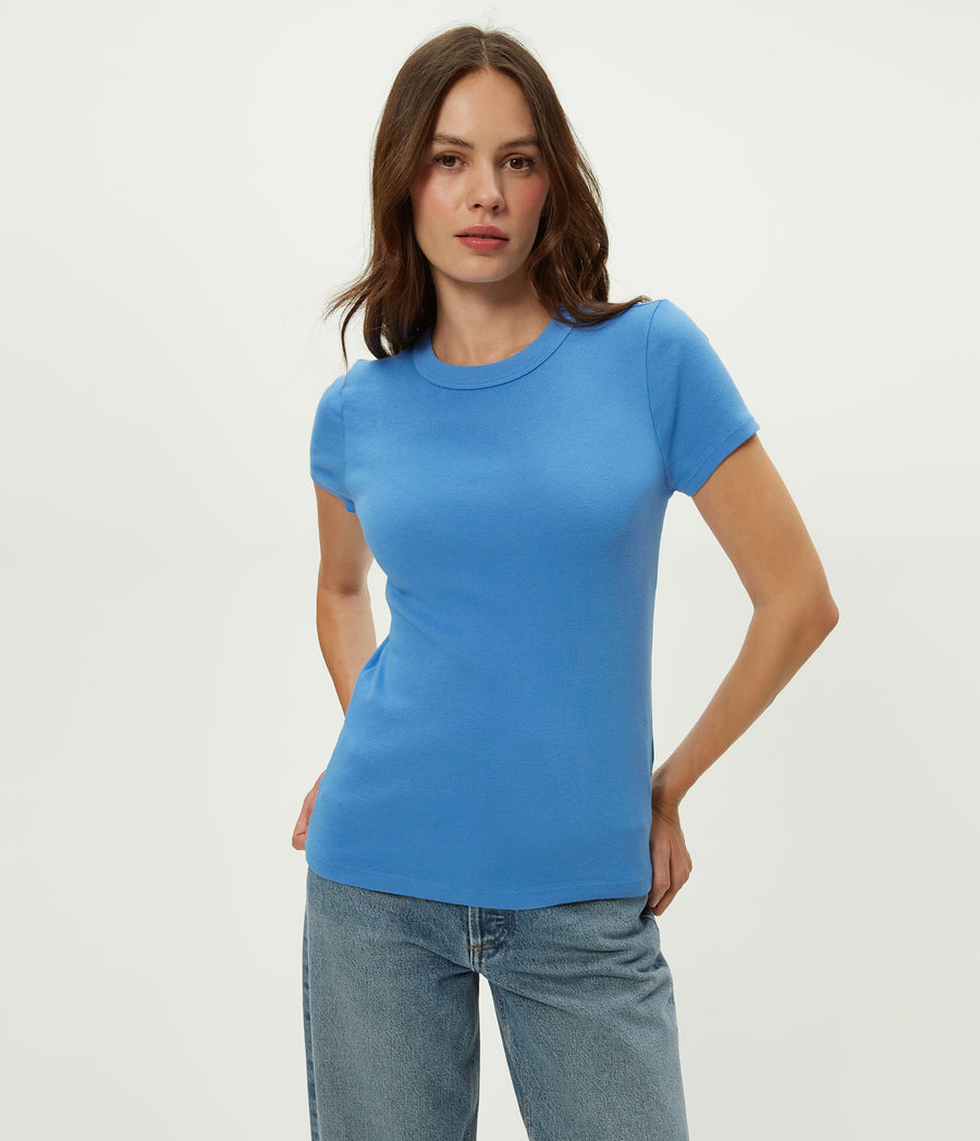 Lexy Tee in BABY BLUE Blue Close up View #BLUE RIBBON